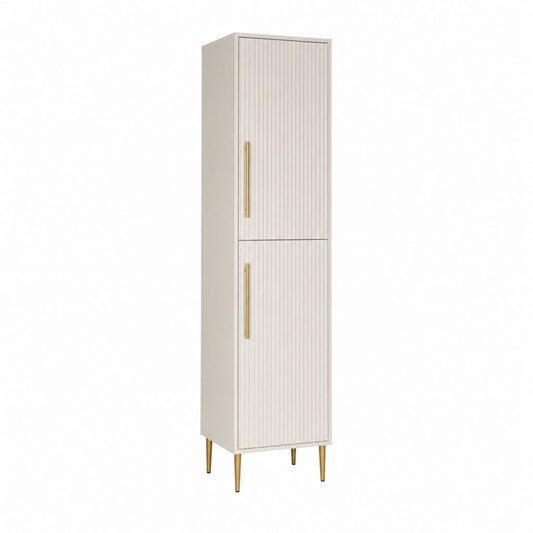 Armoire de cuisine haute beige en panneaux MDF avec 2 portes 50 x 40 x 180 cm